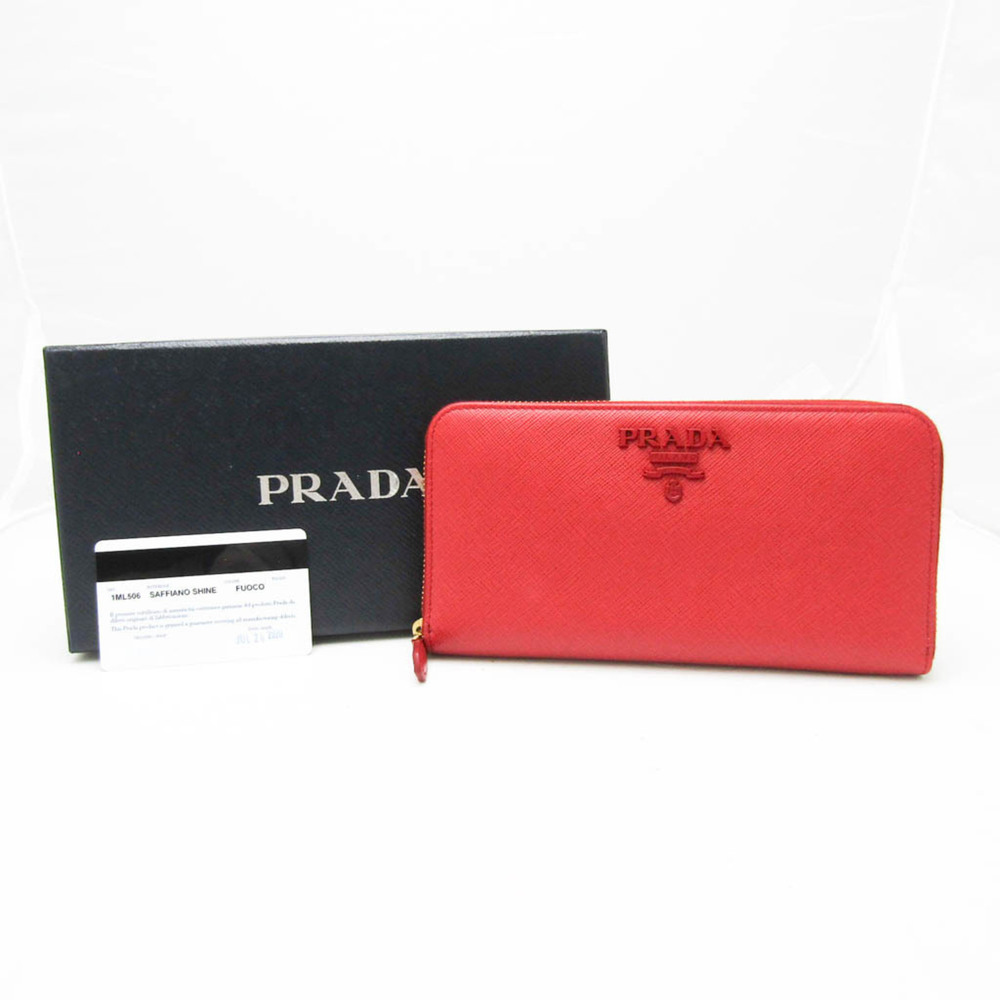 Prada Saffiano SHINE 1ML506 Women's Leather Long Wallet (bi-fold) Red Color - Picture 11 of 11